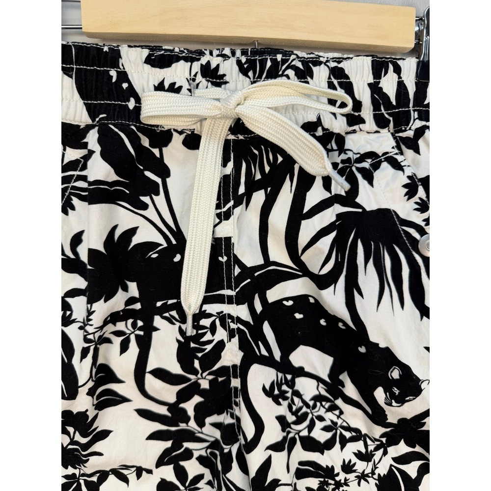 Maeve Anthropologie Tenley Twill Track Pants L Women Black White Panther Cat - Picture 5 of 16